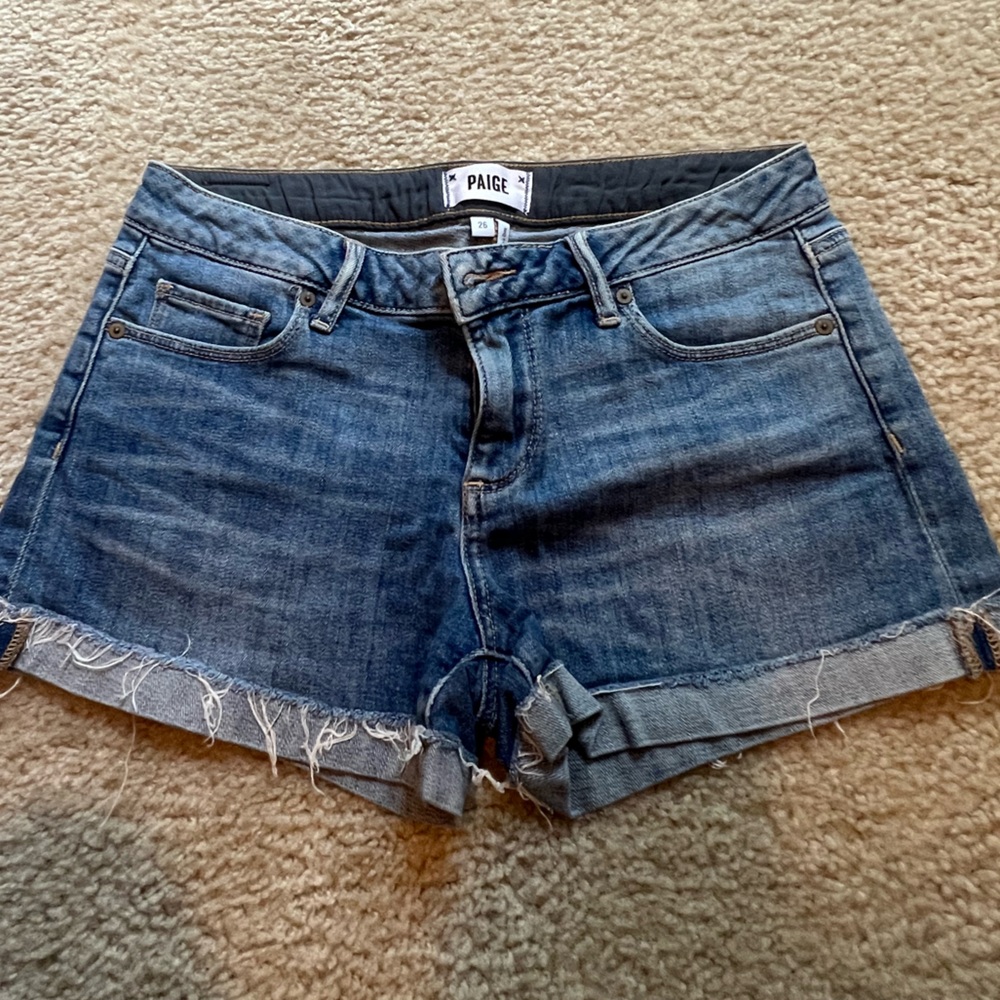 PAIGE Distressed Blue Denim Women's Shorts